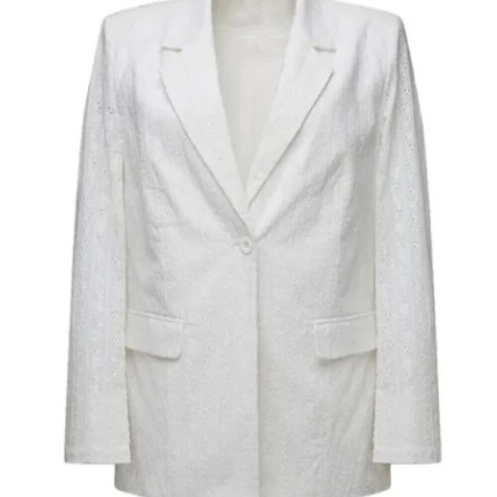 WeWoreWhat Oversized White Lace Cotton Eyelet Blazer NWT Size Small - Picture 2 of 7